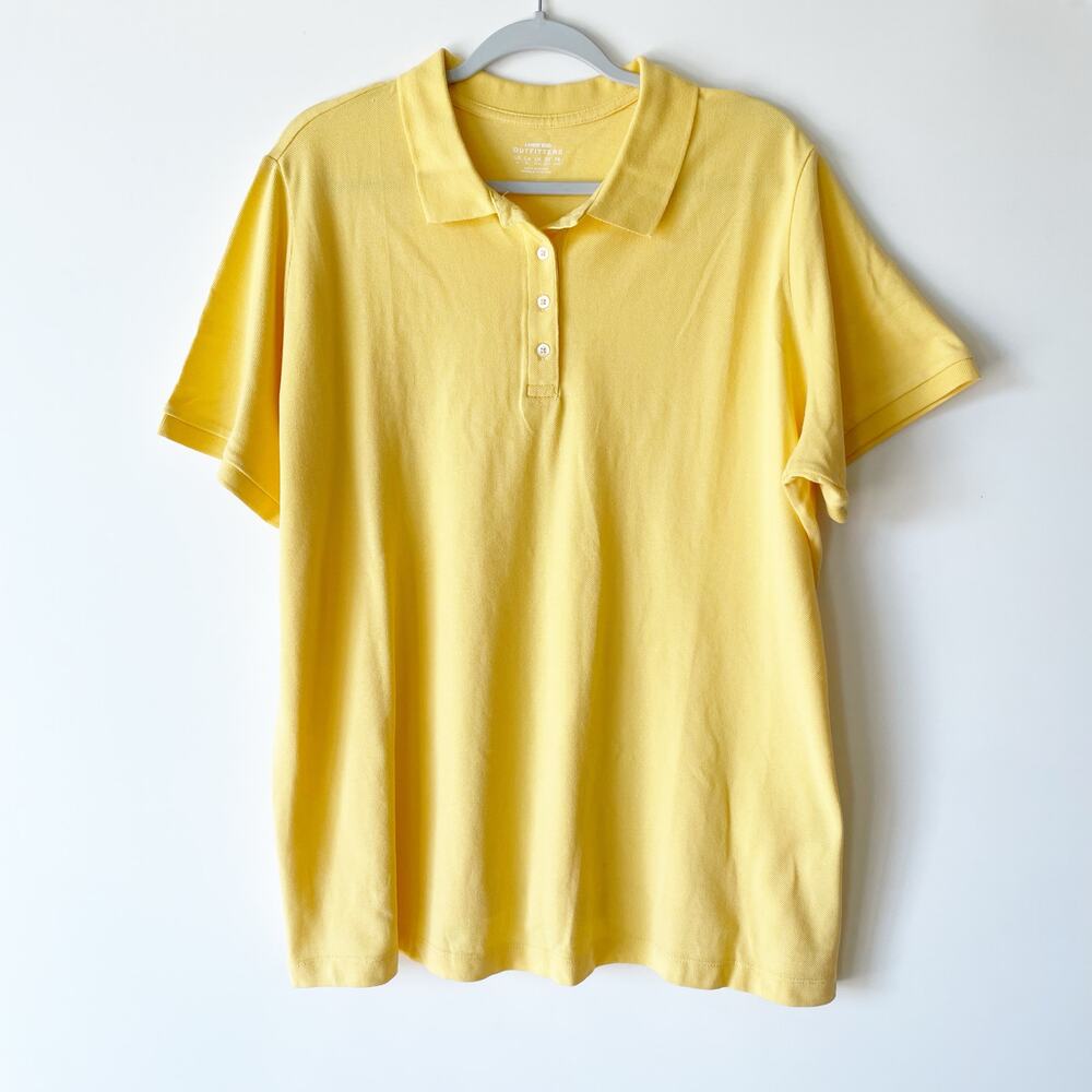Lands' End Women's Plus Size 2X Yellow NEW Polo Shirt Short Sleeve Golf Top